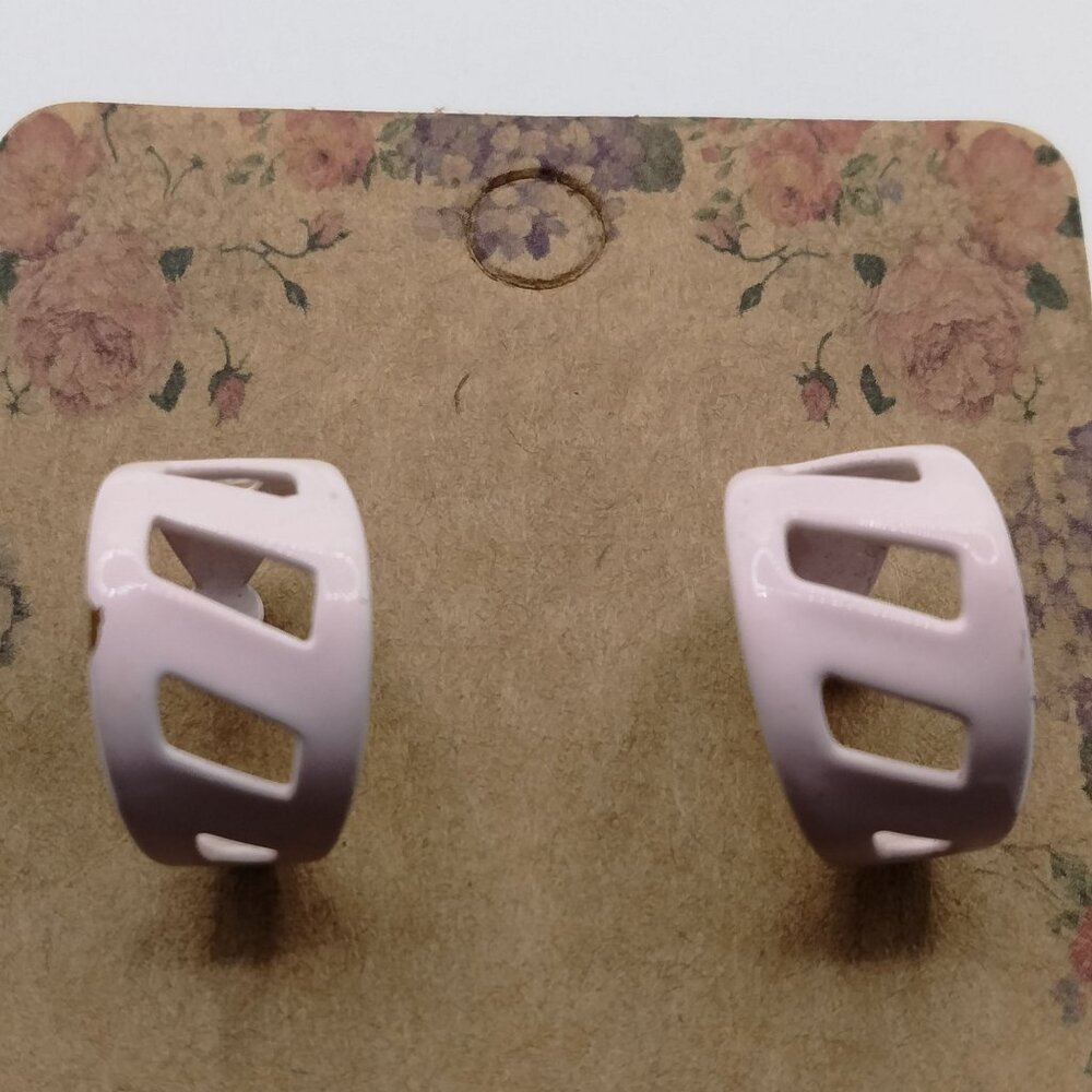 Pink Cut Out Hoop Hoop Earrings Pierced Posts Twee Y2K